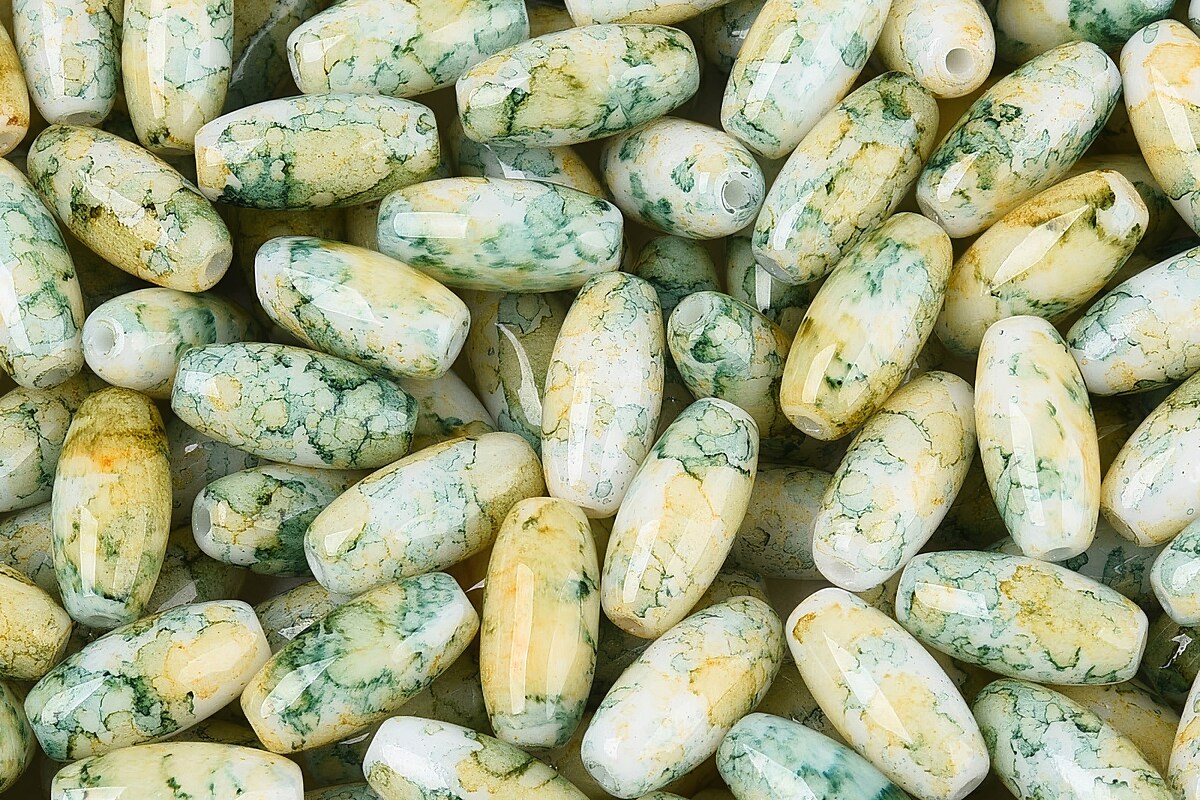 Margele de nisip de sticla oval 9,5x4-4,5mm (50g) - verde