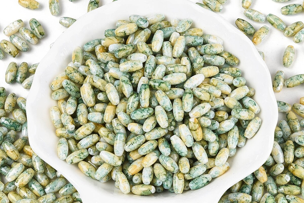 Margele de nisip de sticla oval 9,5x4-4,5mm (50g) - verde