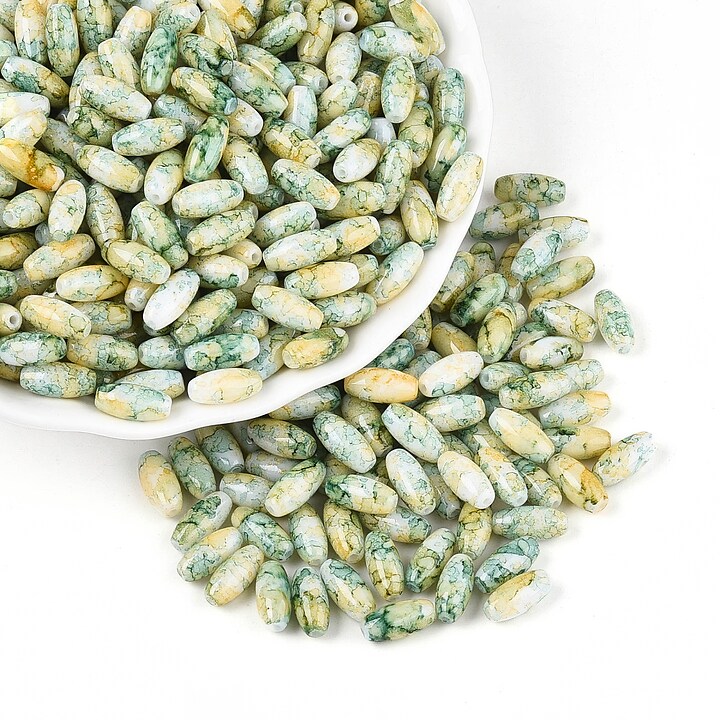 Margele de nisip de sticla oval 9,5x4-4,5mm (50g) - verde