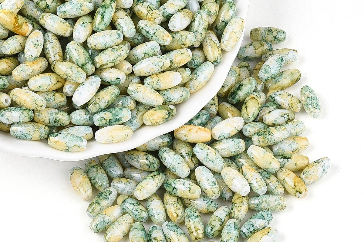 Margele de nisip de sticla oval 9,5x4-4,5mm (50g) - verde