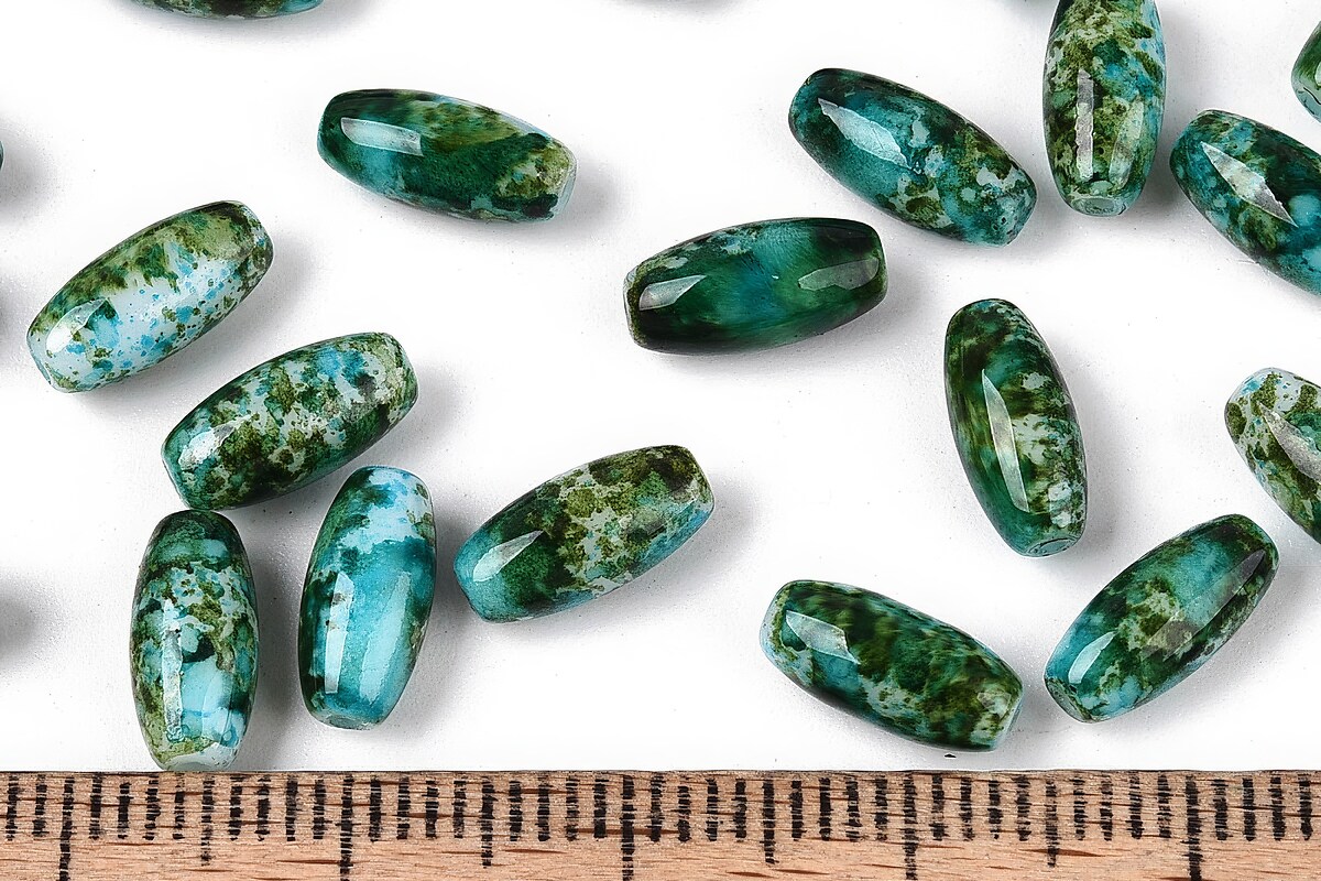 Margele de nisip de sticla oval 9,5x4-4,5mm (50g) - verde inchis