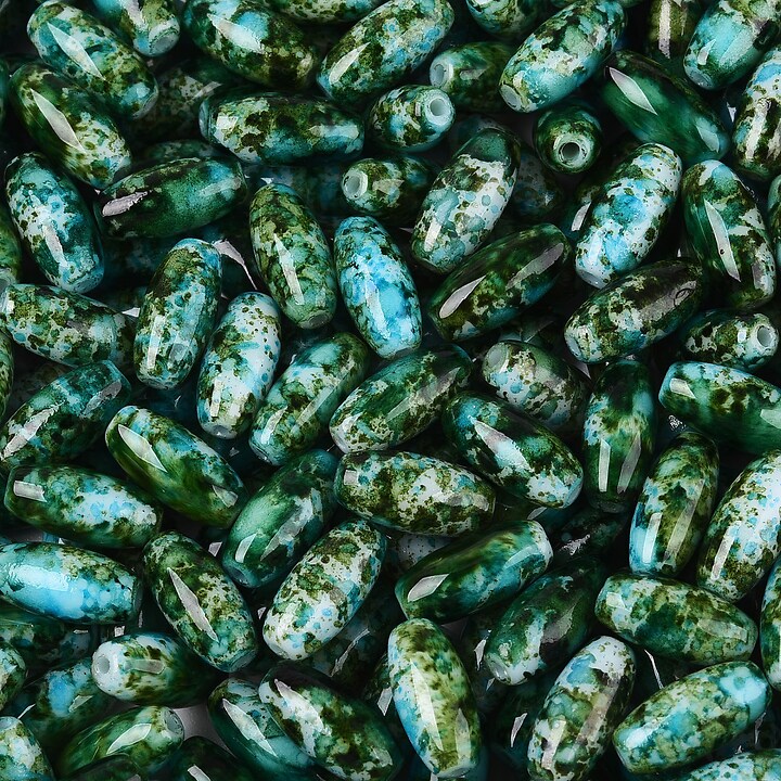 Margele de nisip de sticla oval 9,5x4-4,5mm (50g) - verde inchis