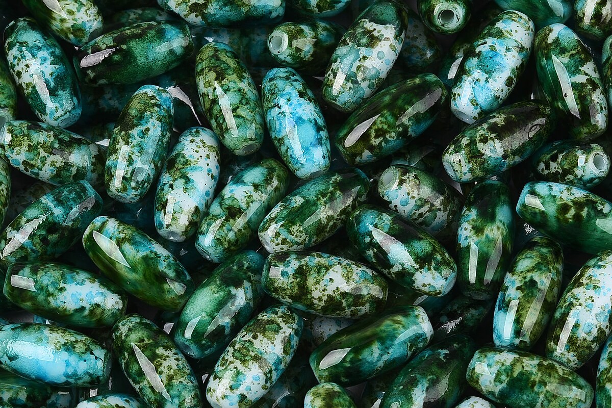 Margele de nisip de sticla oval 9,5x4-4,5mm (50g) - verde inchis