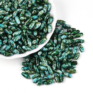 Margele de nisip de sticla oval 9,5x4-4,5mm (50g) - verde inchis