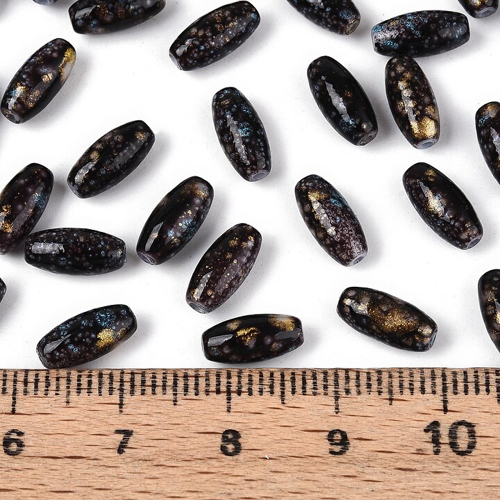 Margele de nisip de sticla oval 9,5x4-4,5mm (50g) - negru