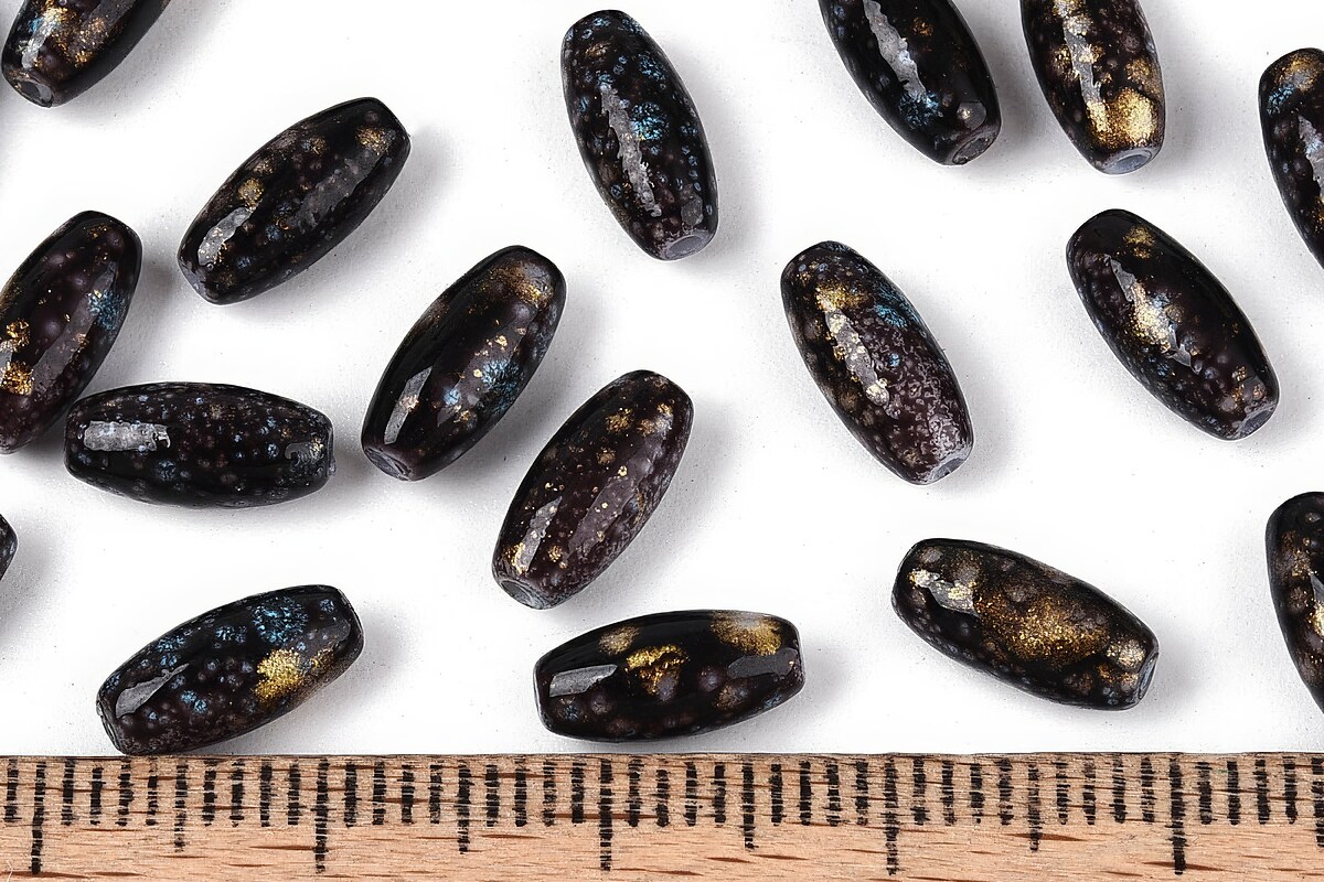 Margele de nisip de sticla oval 9,5x4-4,5mm (50g) - negru