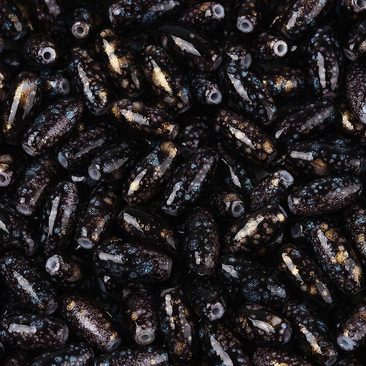 Margele de nisip de sticla oval 9,5x4-4,5mm (50g) - negru