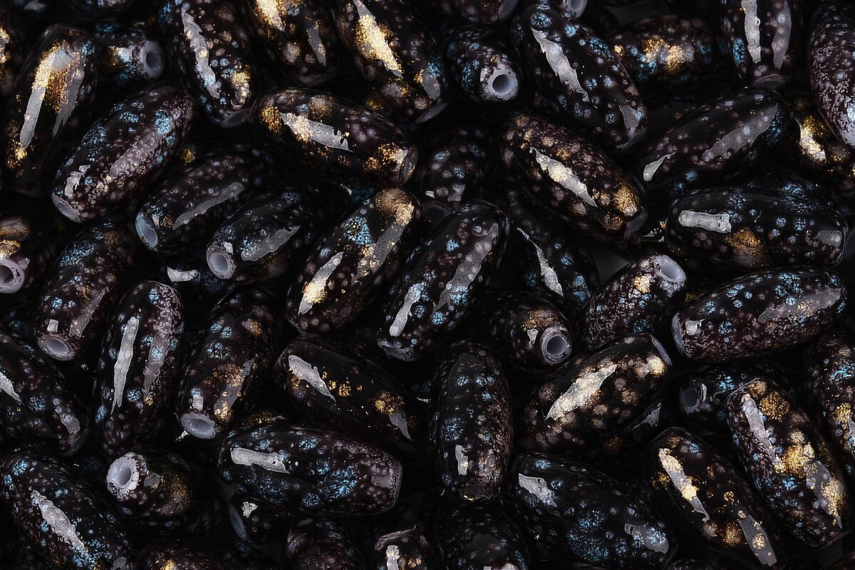 Margele de nisip de sticla oval 9,5x4-4,5mm (50g) - negru