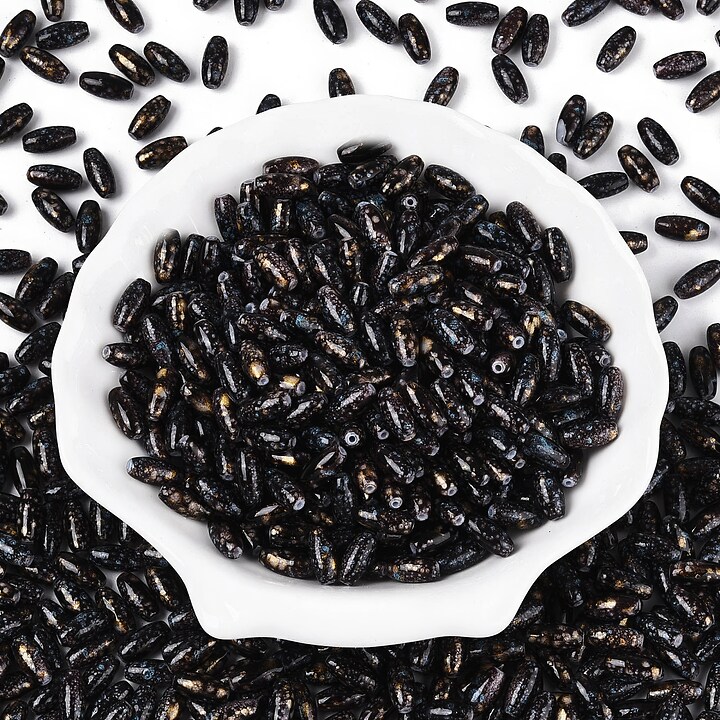 Margele de nisip de sticla oval 9,5x4-4,5mm (50g) - negru