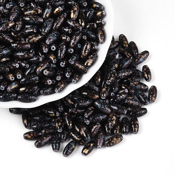 Margele de nisip de sticla oval 9,5x4-4,5mm (50g) - negru