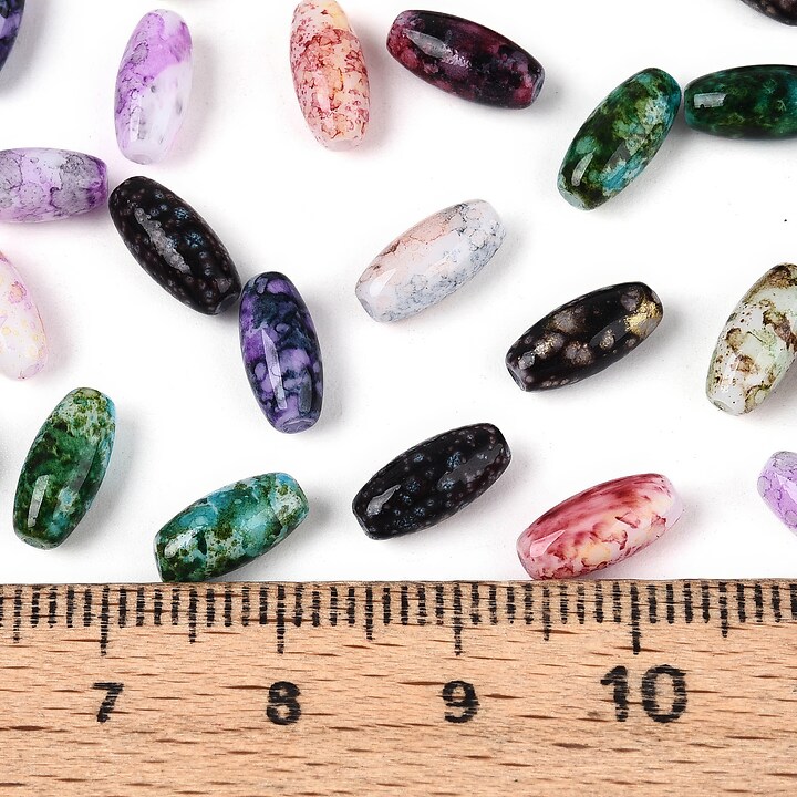 Margele de nisip de sticla oval 9,5x4-4,5mm (50g) - mix