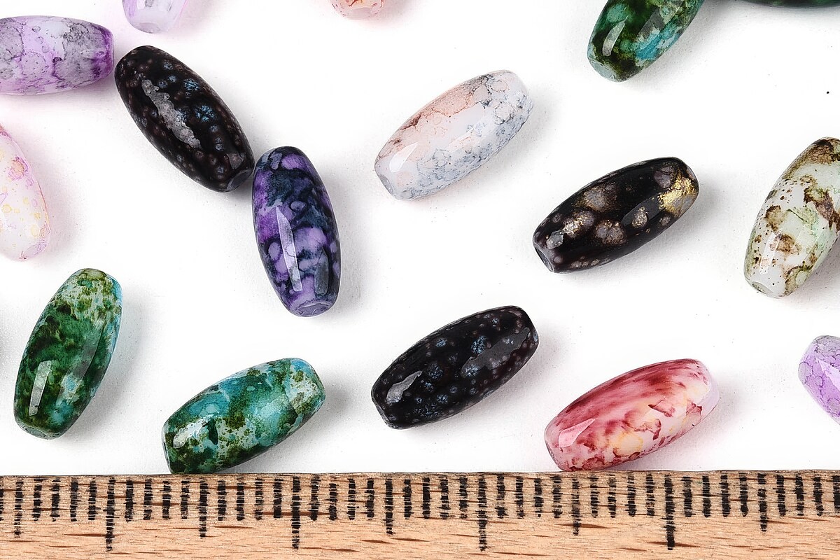 Margele de nisip de sticla oval 9,5x4-4,5mm (50g) - mix