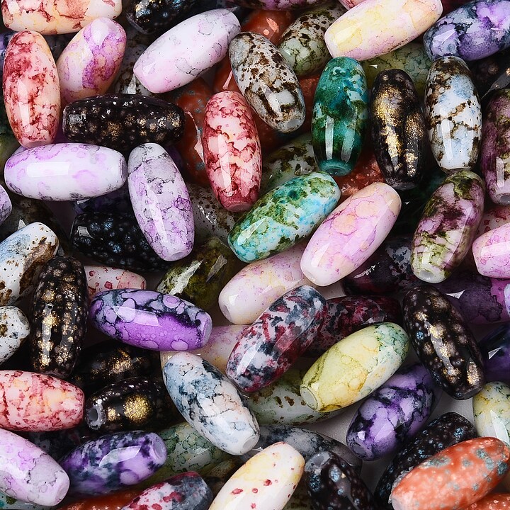 Margele de nisip de sticla oval 9,5x4-4,5mm (50g) - mix