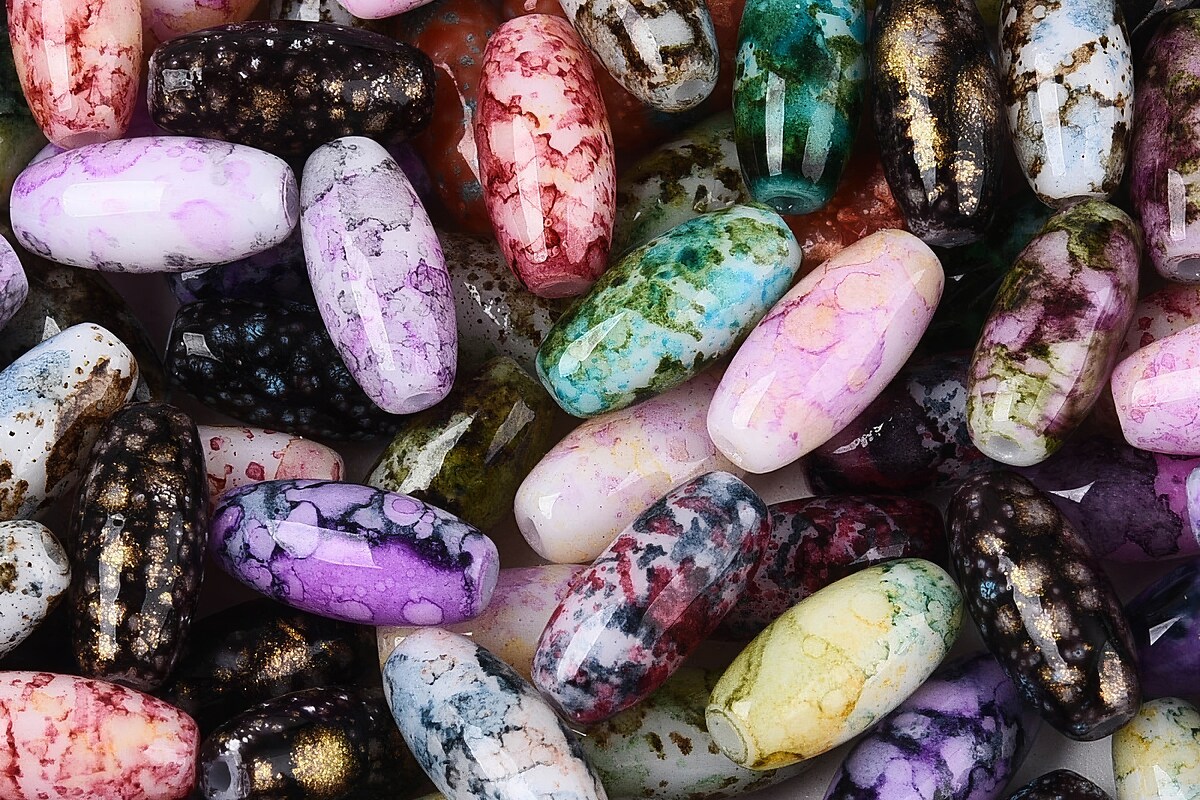 Margele de nisip de sticla oval 9,5x4-4,5mm (50g) - mix