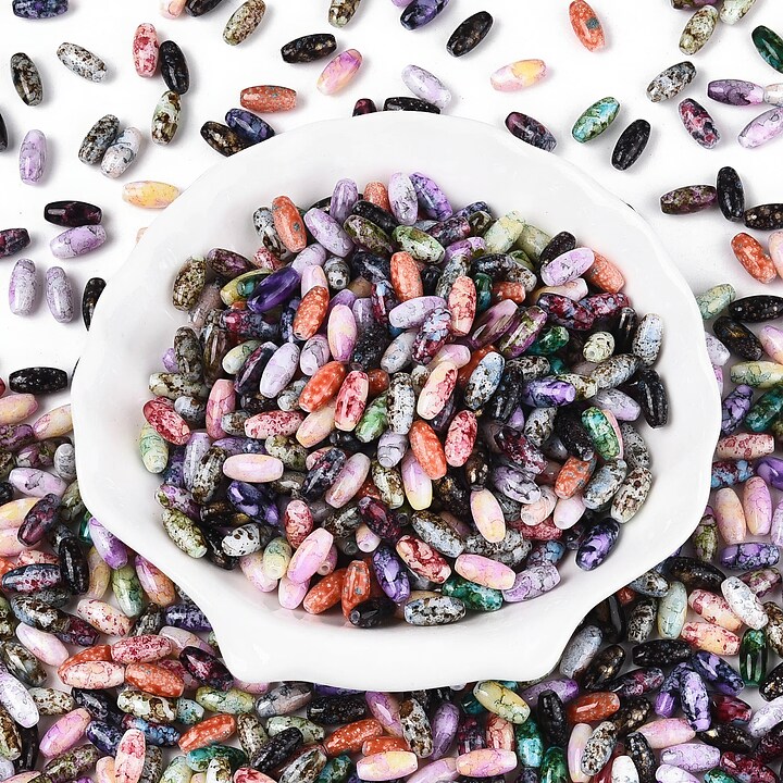 Margele de nisip de sticla oval 9,5x4-4,5mm (50g) - mix