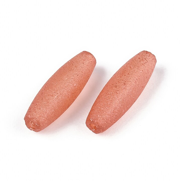 Margele de nisip de sticla oval 10,5-11x3,5-4mm (10g) - roz somon