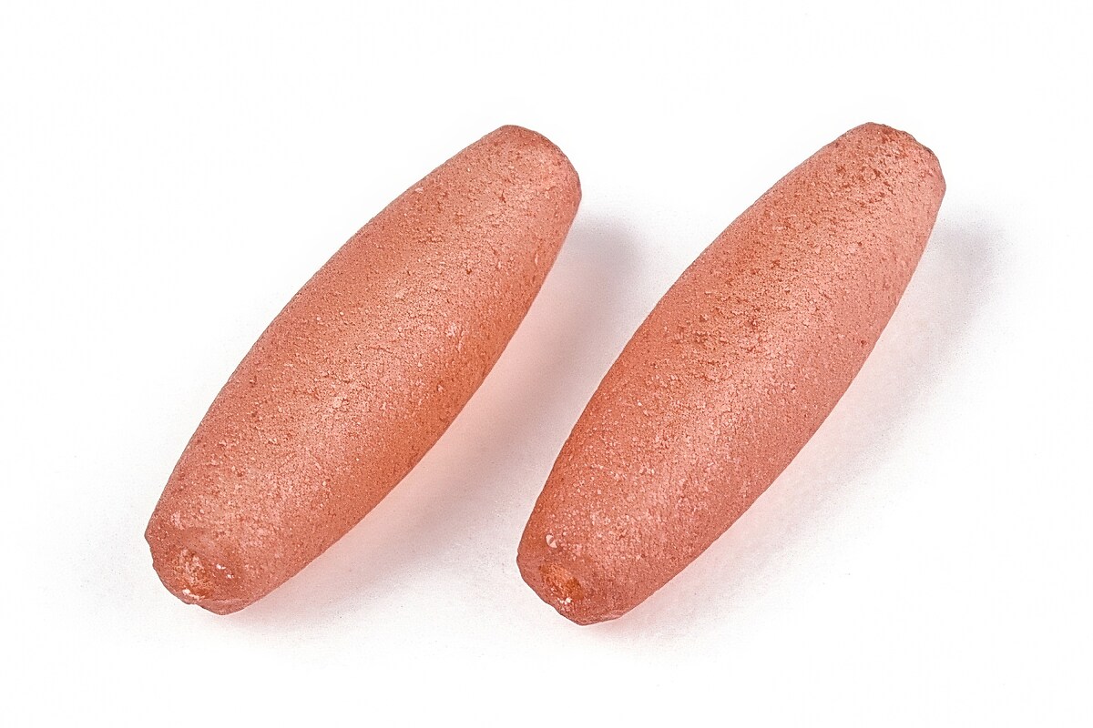 Margele de nisip de sticla oval 10,5-11x3,5-4mm (10g) - roz somon