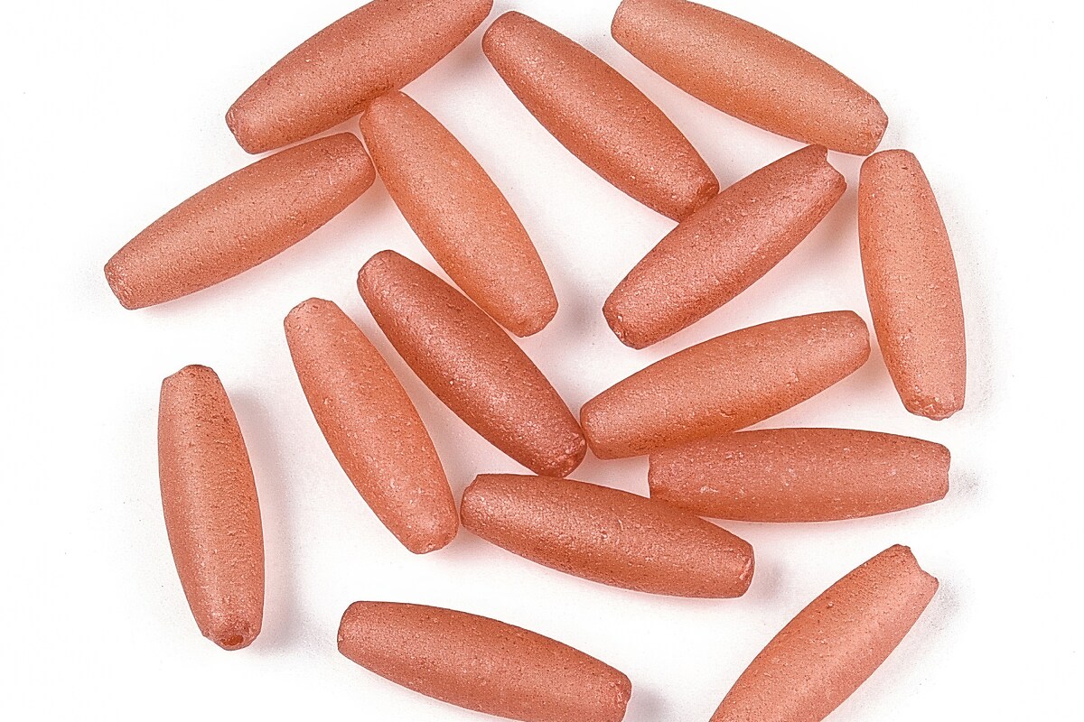 Margele de nisip de sticla oval 10,5-11x3,5-4mm (10g) - roz somon