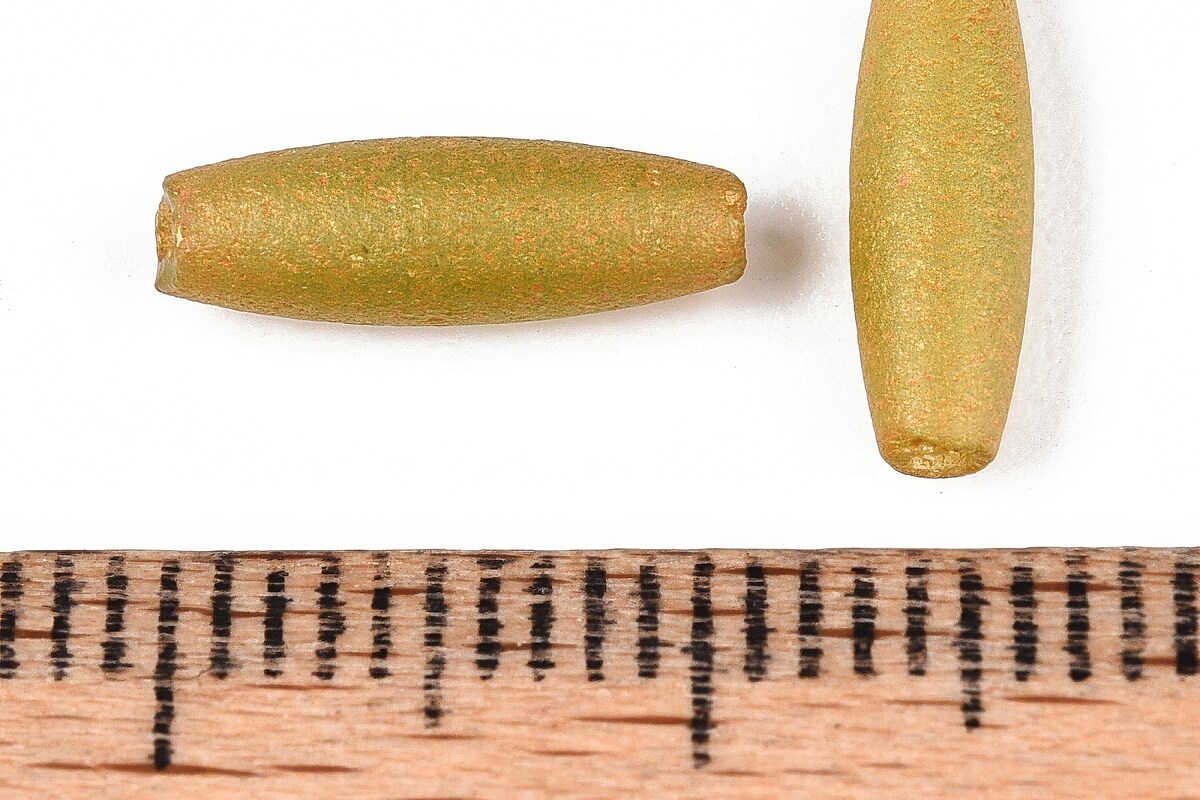 Margele de nisip de sticla oval 10,5-11x3,5-4mm (10g) - galben auriu