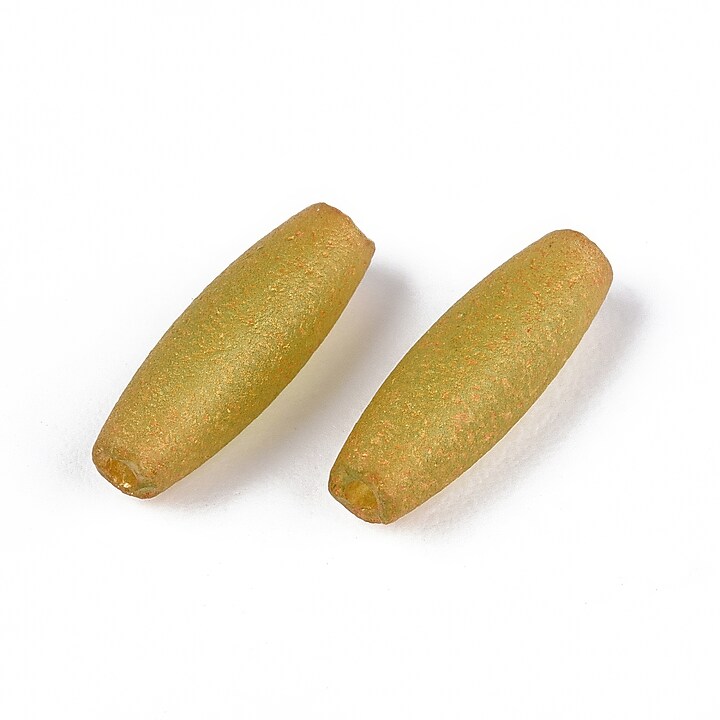 Margele de nisip de sticla oval 10,5-11x3,5-4mm (10g) - galben auriu