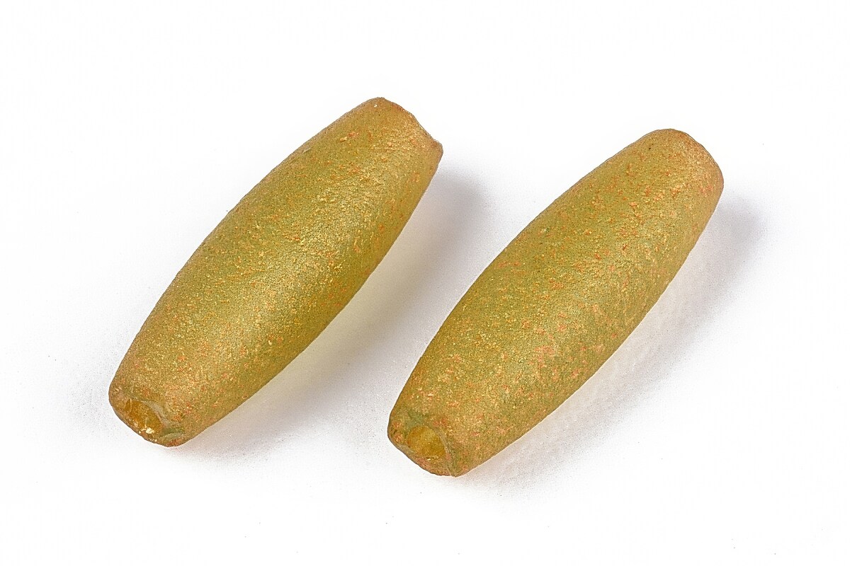 Margele de nisip de sticla oval 10,5-11x3,5-4mm (10g) - galben auriu