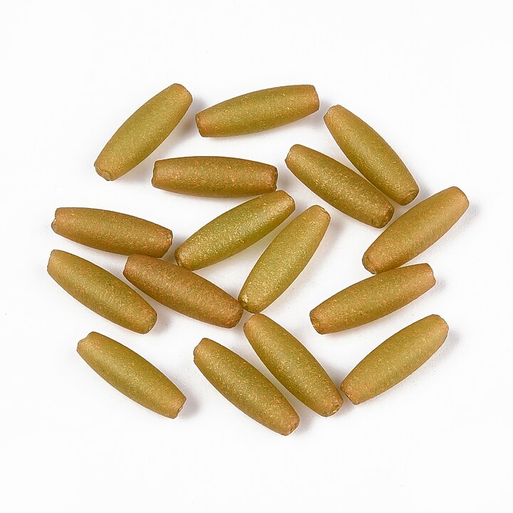 Margele de nisip de sticla oval 10,5-11x3,5-4mm (10g) - galben auriu