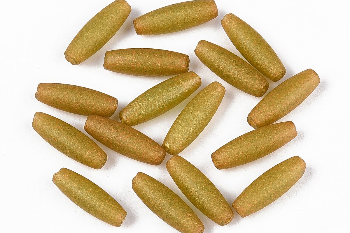 Margele de nisip de sticla oval 10,5-11x3,5-4mm (10g) - galben auriu