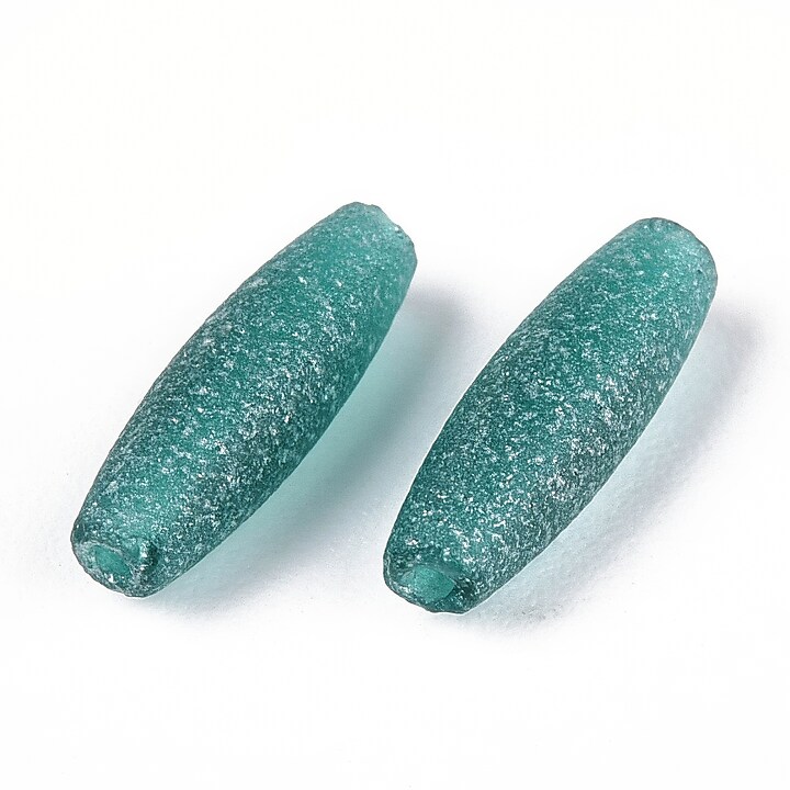 Margele de nisip de sticla oval 10,5-11x3,5-4mm (10g) - turcoaz