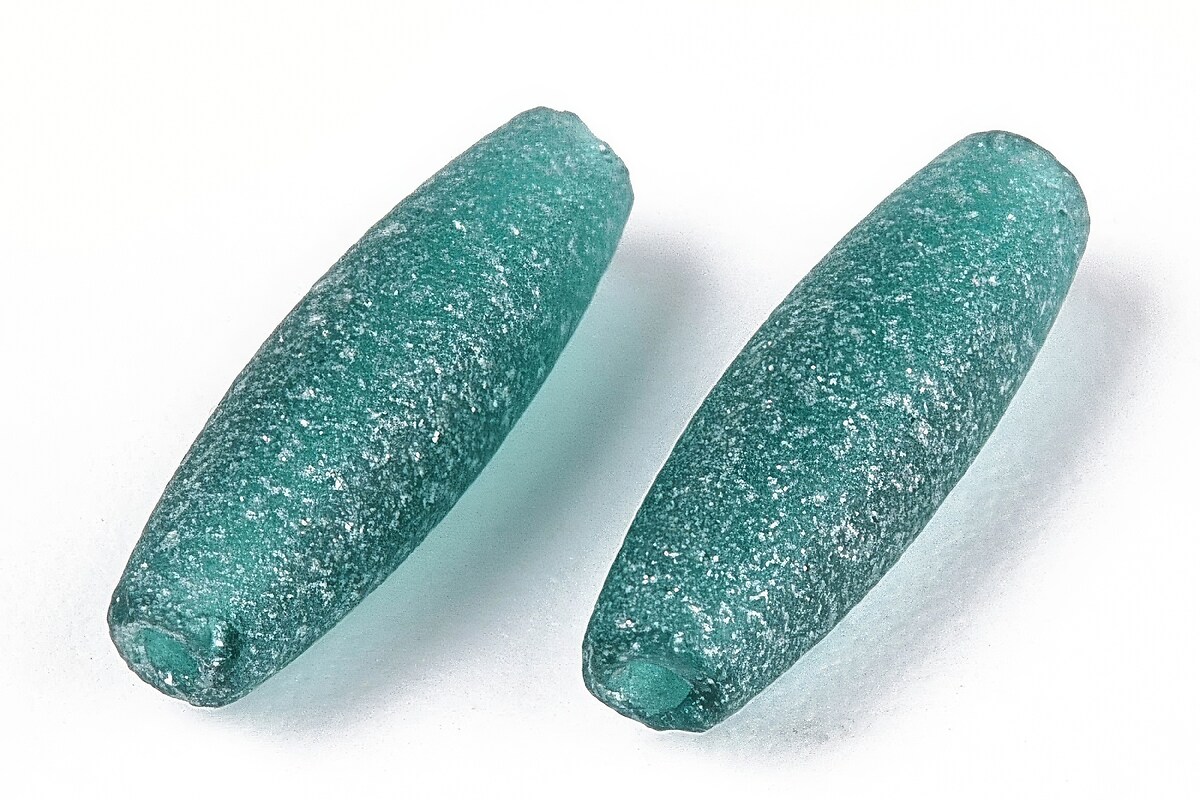 Margele de nisip de sticla oval 10,5-11x3,5-4mm (10g) - turcoaz