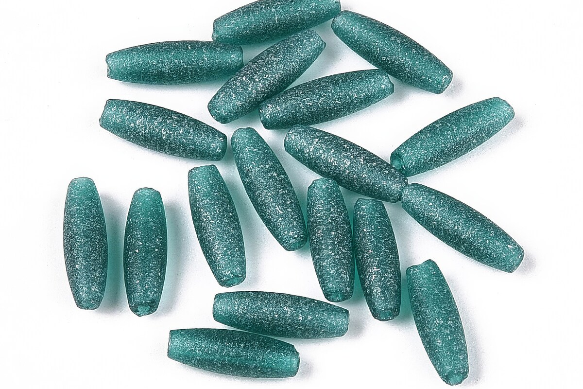 Margele de nisip de sticla oval 10,5-11x3,5-4mm (10g) - turcoaz