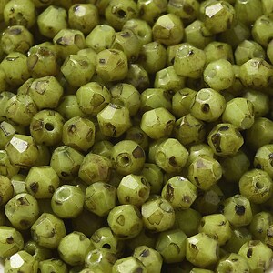 Margele de nisip de sticla Picasso biconice 4,5x4mm (10g) - verde olive