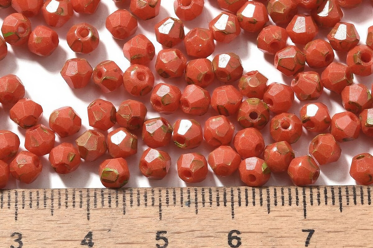 Margele de nisip de sticla Picasso biconice 4,5x4mm (10g) - caramiziu