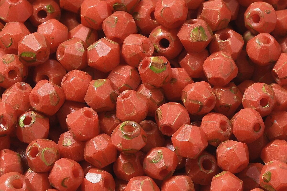 Margele de nisip de sticla Picasso biconice 4,5x4mm (10g) - caramiziu