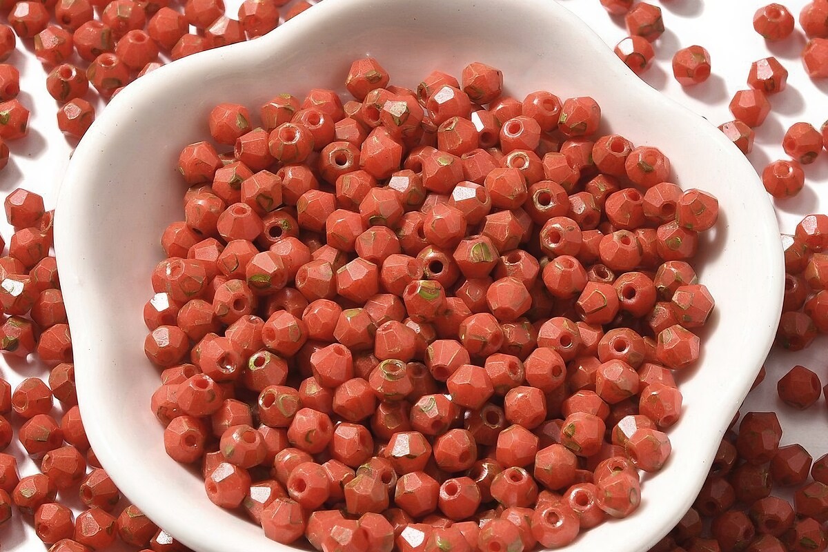 Margele de nisip de sticla Picasso biconice 4,5x4mm (10g) - caramiziu