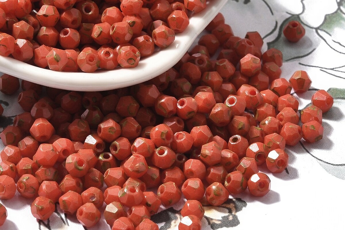 Margele de nisip de sticla Picasso biconice 4,5x4mm (10g) - caramiziu