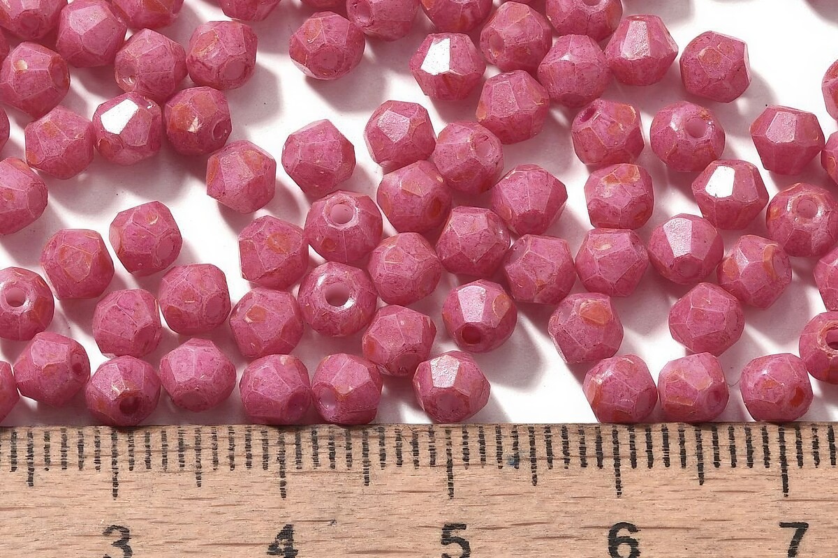 Margele de nisip de sticla Picasso biconice 4,5x4mm (10g) - roz flamingo