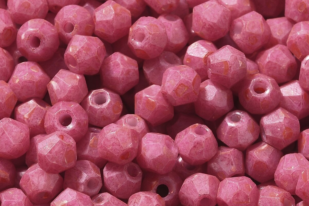 Margele de nisip de sticla Picasso biconice 4,5x4mm (10g) - roz flamingo