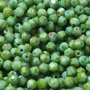 Margele de nisip de sticla Picasso biconice 4,5x4mm (10g) - verde