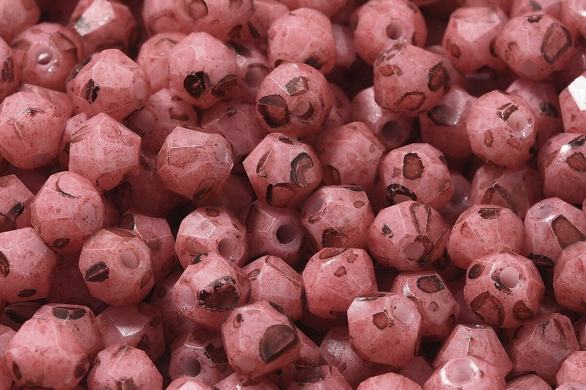 Margele de nisip de sticla Picasso biconice 4,5x4mm (10g) - roz vintage