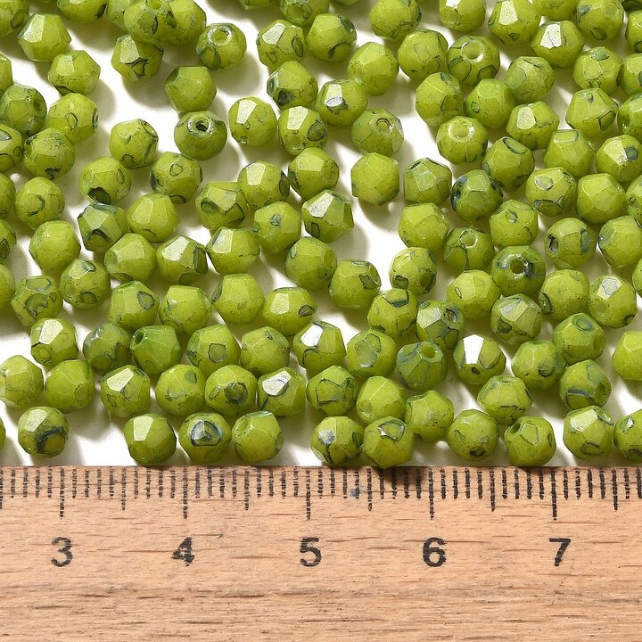 Margele de nisip de sticla Picasso biconice 4,5x4mm (10g) - verde lime