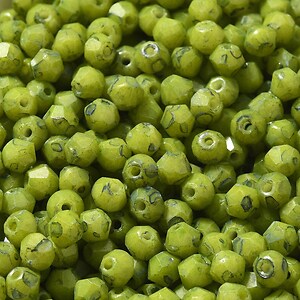 Margele de nisip de sticla Picasso biconice 4,5x4mm (10g) - verde lime