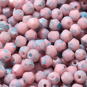 Margele de nisip de sticla Picasso biconice 4,5x4mm (10g) - roz deschis