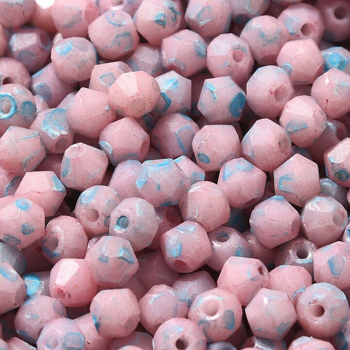 Margele de nisip de sticla Picasso biconice 4,5x4mm (10g) - roz deschis