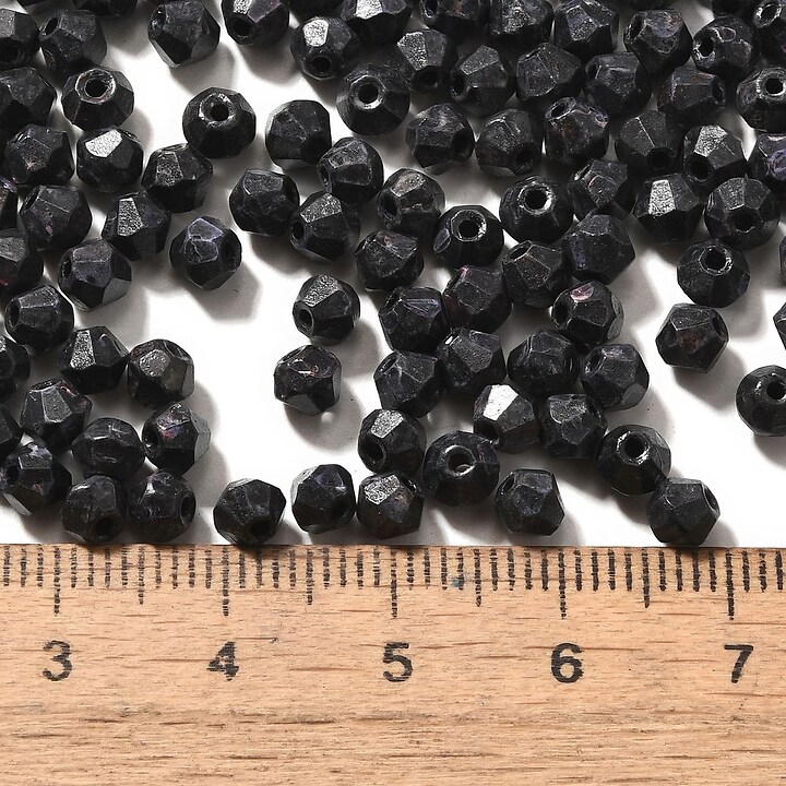 Margele de nisip de sticla Picasso biconice 4,5x4mm (10g) - negru