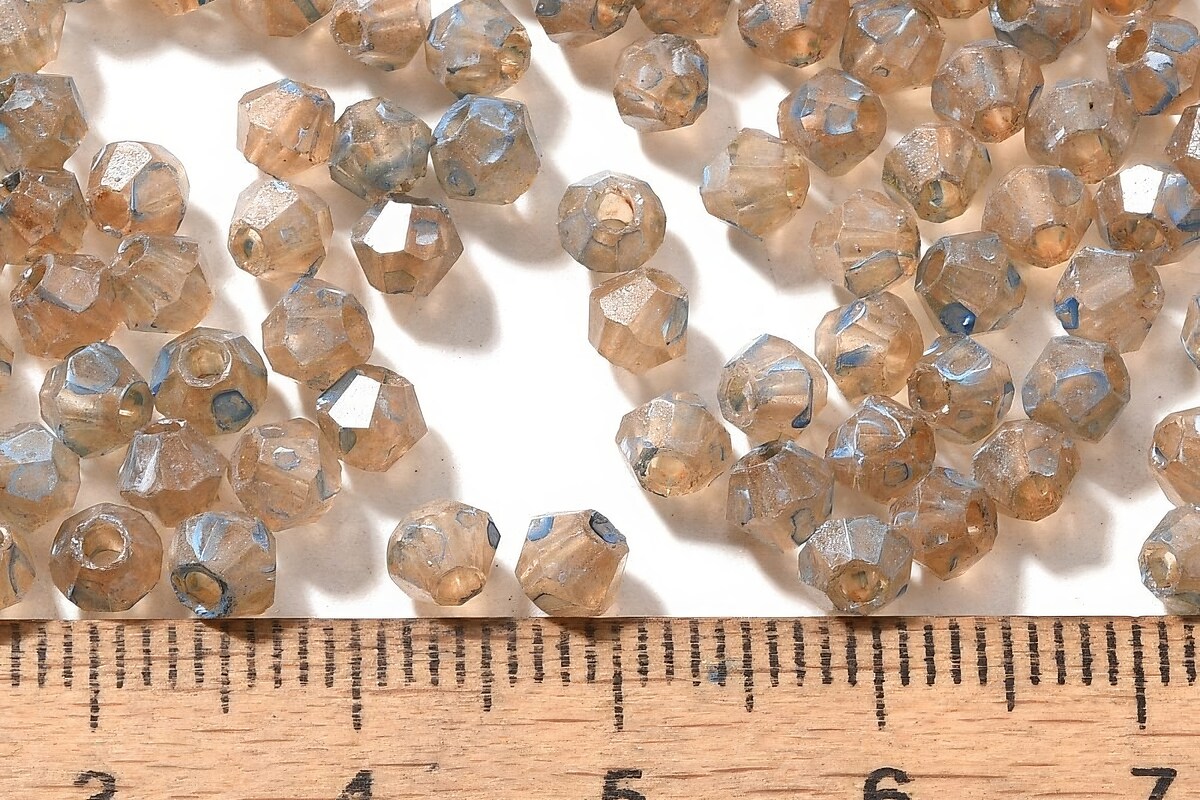 Margele de nisip de sticla Picasso biconice 4,5x4mm (10g) - bej gri