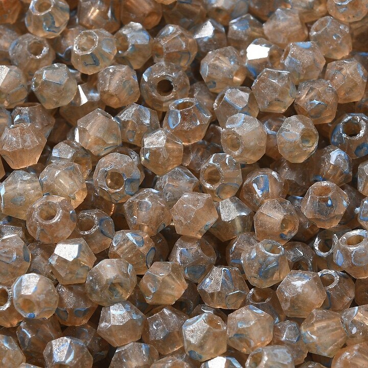 Margele de nisip de sticla Picasso biconice 4,5x4mm (10g) - bej gri