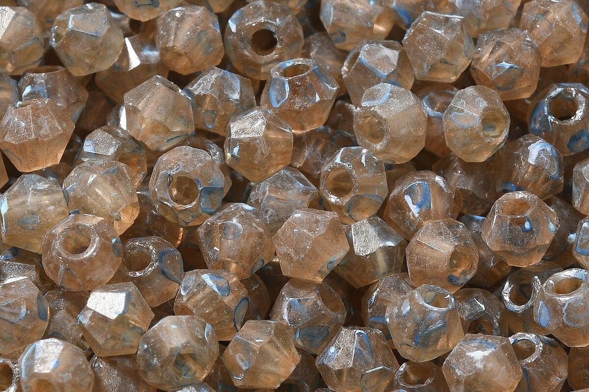 Margele de nisip de sticla Picasso biconice 4,5x4mm (10g) - bej gri