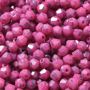 Margele de nisip de sticla Picasso biconice 4,5x4mm (10g) - roz fucsia
