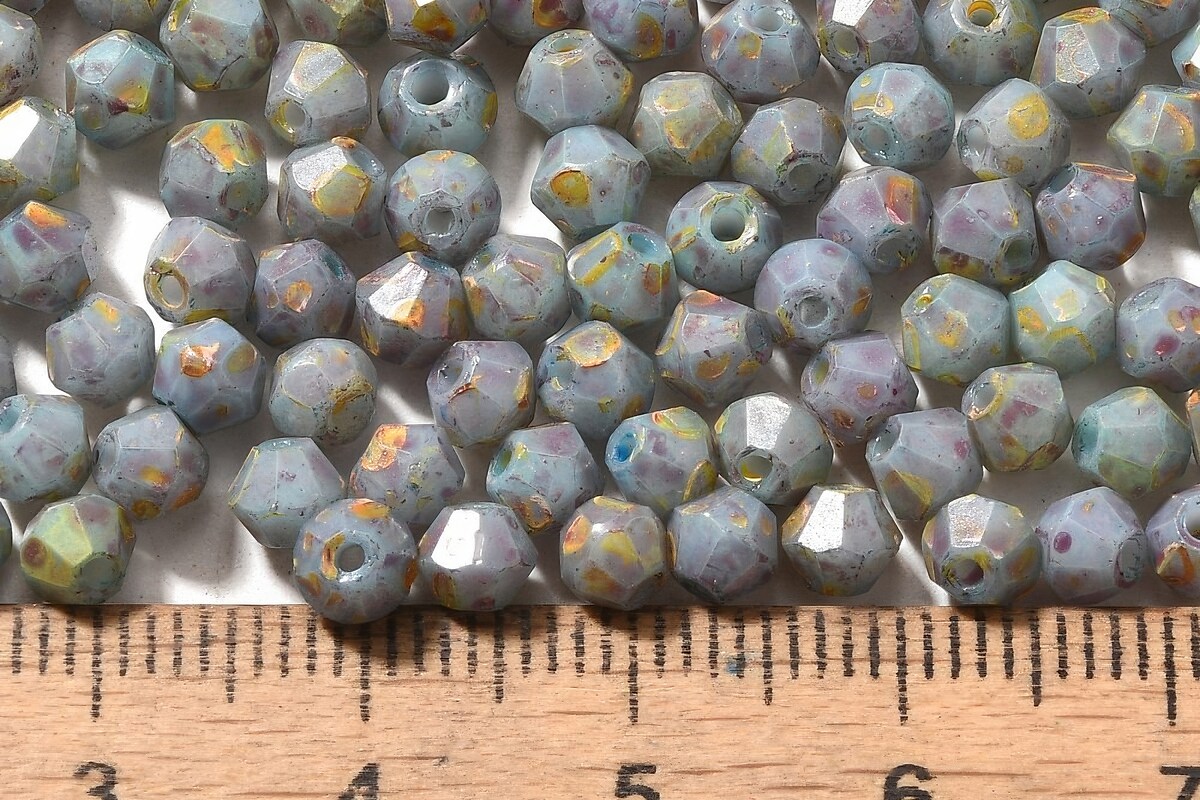 Margele de nisip de sticla Picasso biconice 4,5x4mm (10g) - gri