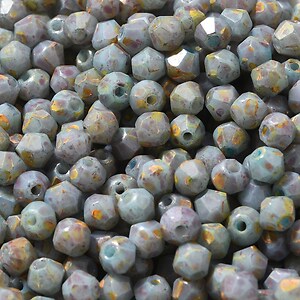 Margele de nisip de sticla Picasso biconice 4,5x4mm (10g) - gri